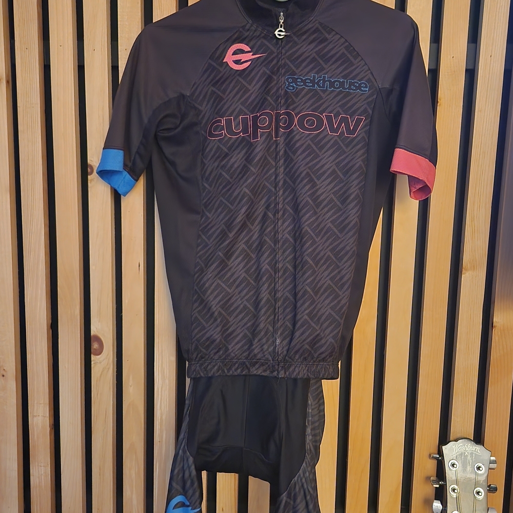 Men's Cycling Jersey - Black with Red and Blue Accents